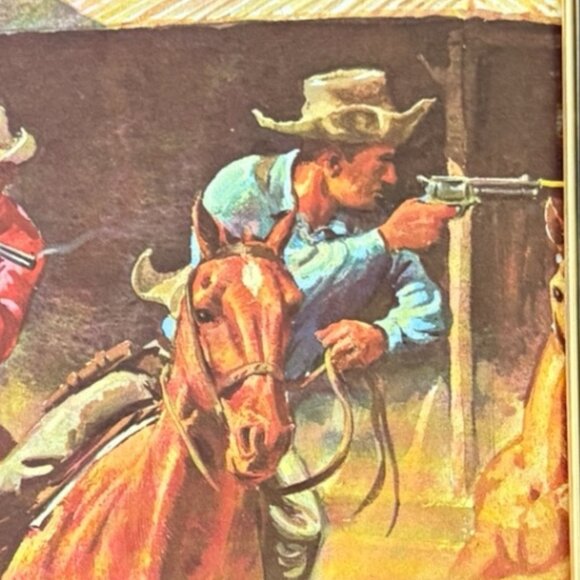 Mid Century Western Framed Gun Slinging Cowboys - Picture 14 of 17